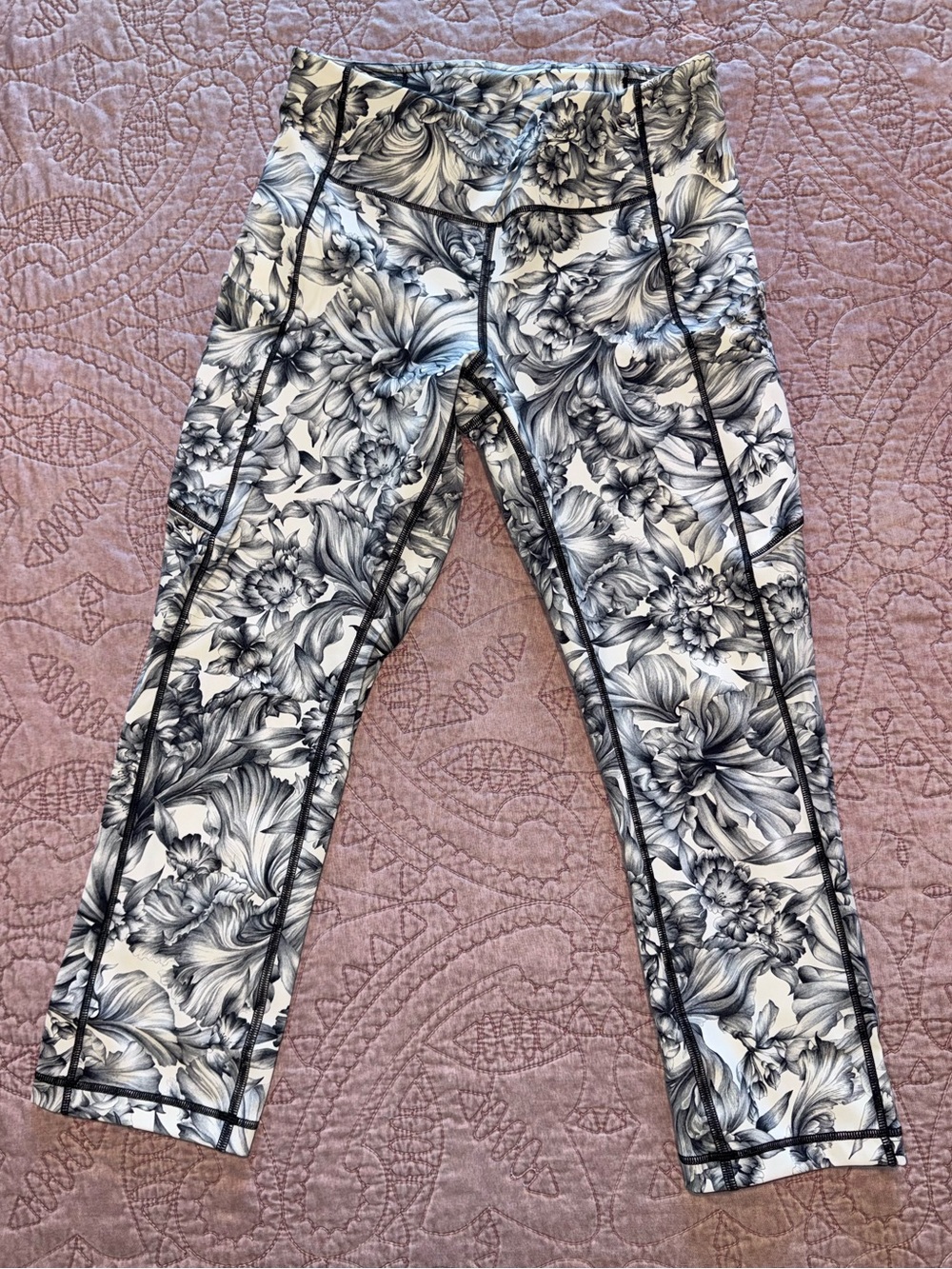 lululemon athletica Black & White Floral Capris